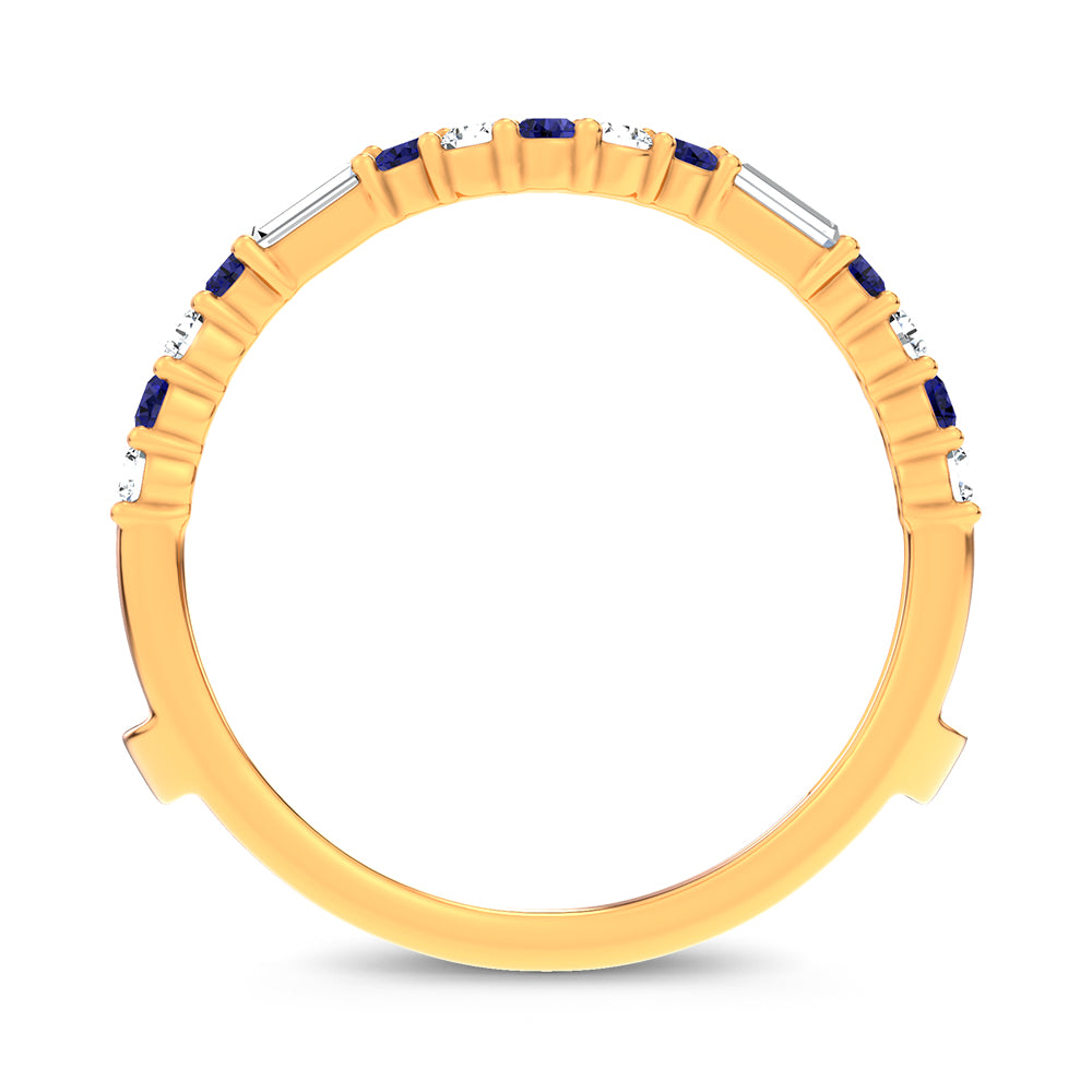 14K 0.37CT Natural Sapphire Ring Guard With 0.25CT Lab Grown Diamonds
