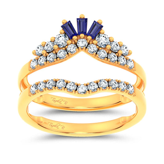 14K 0.12CT Natural Sapphire Ring Guard With 0.59CT Lab Grown Diamonds